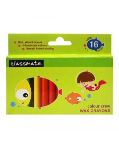 CLASSMATE COLOUR WAX CRAYONS LONG 16 SHADES CLASSMATE COLOUR WAX CRAYONS LONG 16 SHADES
