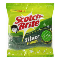 SCOTCH BRITE SILVER SPARKS SCRUB PAD 7 X 10 CM 3.00 PCS PACKET