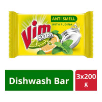 VIM EXTRA ANTI SMELL WITH PUDINA DISHWASH BAR 3X 200.00 GM