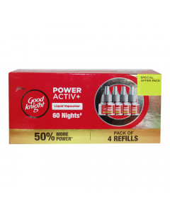 GOOD KNIGHT POWER ACTIV+ 60 NIGHTS CARTRIDGE 4X 45.00 ML BOX GOOD KNIGHT POWER ACTIV+ 60 NIGHTS CARTRIDGE 4X 45.00 ML BOX