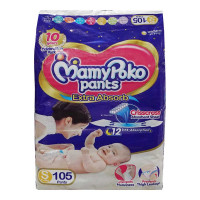 MAMY POKO PANTS EXTRA ABSORB DIAPER SMALL 4-8 KG 105 PCS