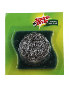 SCOTCH BRITE STAINLESS STEEL SCRUB 1 PC+ 1 SCRUB PAD 7.5X7.5 CM 1.00 NO