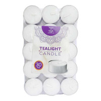WELBURN TEALIGHT CANDLES WHITE UNSCENTED 30.00 PCS