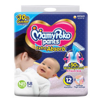 MAMY POKO PANTS EXTRA ABSORB NEW BORN BABY DIAPERS 58.00 PCS MAMY POKO PANTS EXTRA ABSORB NEW BORN BABY DIAPERS 58.00 PCS