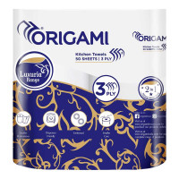 ORIGAMI LUXURIA KITCHEN TOWELS 50 PULLS 3 PLY(PACK OF 2) 1.00 NO