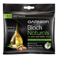 GARNIER BLACK NATURALS 1.0 DEEP BLACK CREAM COLOUR 40.00 GM SACHET