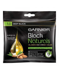 GARNIER BLACK NATURALS 1.0 DEEP BLACK CREAM COLOUR 20ML+ 20.00 GM SACHET