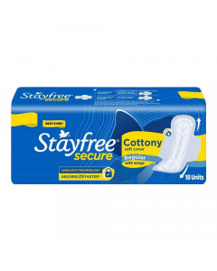 STAYFREE SECURE REGULAR WITH WINGS 18 PADS PACKET STAYFREE SECURE REGULAR WITH WINGS 18 PADS PACKET