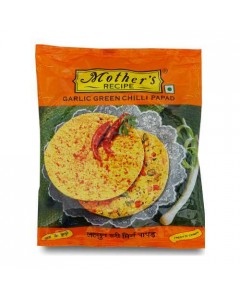 MOTHERS RECIPE GARLIC GREEN CHILLI PAPAD 200.00 GM PACKET
