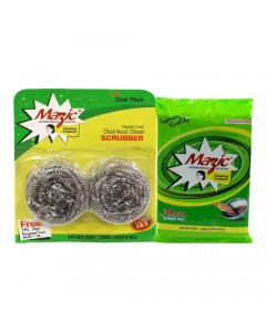 MAZIC DUAL PACK STAINLESS STEEL SCRUBBER 2.00 PCS PACKET MAZIC DUAL PACK STAINLESS STEEL SCRUBBER 2.00 PCS PACKET