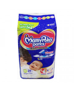 MAMY POKO PANTS EXTRA ABSORB DIAPER UPTO 5 KG 28.00 PCS PACKET MAMY POKO PANTS EXTRA ABSORB DIAPER UPTO 5 KG 28.00 PCS PACKET